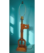 1970s Tell City Chair Wooden Table Lamp #3301 Skeleton Key Shape Unique ... - $98.99