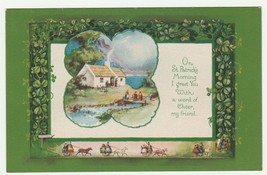 Vintage Postcard St. Patrick&#39;s Day Morning Cottage Horses Carts Unused - £6.97 GBP