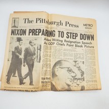 Newspaper Pittsburgh Press Nixon Resigns August 8 1974 Metro Edition - £42.57 GBP