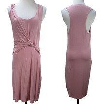 T by Alexander Wang Pink Ruched Sleeveless Knit Dress Size L Racer Stretch Drape - $29.99