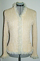 Designer Style Fantasy Knit OPEN-STYLE Zipper JACKET- Hand KNITw/RIBBONS+NETTING - £46.91 GBP