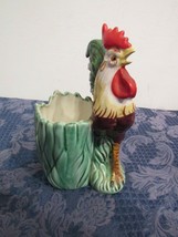 Vintage 8&quot; Napco Chicken Rooster Planter Ceramic Foil Sticker Made in Japan - £19.75 GBP