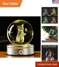 Unique 3D Cat Crystal Ball - Stunning LED Figurine Perfect for Cat Lovers - $812.66 MXN