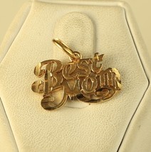 Vintage Sterling Silver Signed Avery Yellow Gold Vermeil Best Mom Charm Pendant - £47.63 GBP