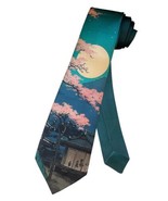 Mens Full Moon at Night with Cherry Blossoms in a Chinese or Japanese Mo... - £15.53 GBP