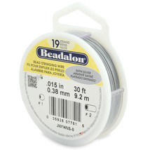 Beadalon Stringing Wire 19-Strand .015 X30&#39; - Satin Silver - £20.26 GBP