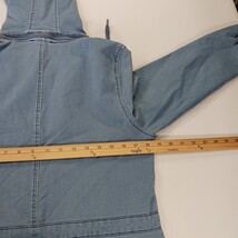 Yest Women's Front Button Blue Denim Removable Hoodie Coat Jacket Pockets Size 8 image 6