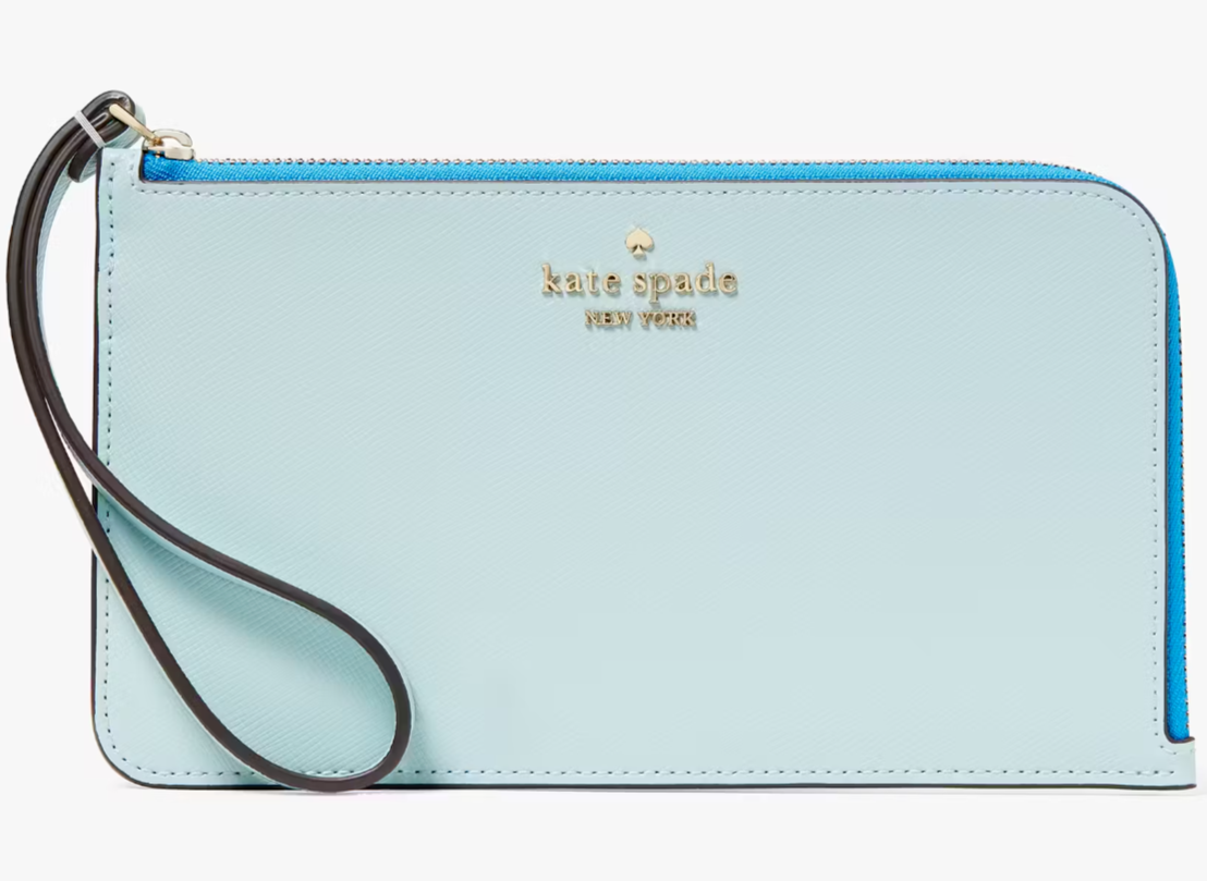 Kate Spade Lucy Blue Leather L-Zip Wristlet KH765 Wallet NWT $139 Retail