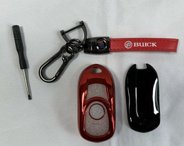 Buick Smart Keyless Entry Remote Key Fob Case Metallic Red Leather Keychain - £18.11 GBP