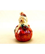 Snowman Santa Figurine, Iridescent Porcelain, Star Cutout Flashing Light... - $19.55