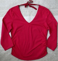 DKNY Jeans Women Top Shirt M Cotton 3/4 Sleeve Pink V Neck Donna Karan V... - £19.95 GBP