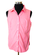 Christopher &amp; Banks Blouse Womens Size Large Dark Pink White Stripe Sleeveless - £13.45 GBP