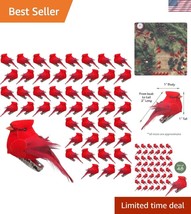 Lifelike 2” Cardinal Christmas Ornaments - Red Velvet with Feathers - 48... - $54.00