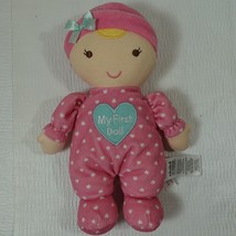 Carters Child Of Mine My First Doll Pink Polka Dots Heart Plush Rattle Blonde - £35.17 GBP
