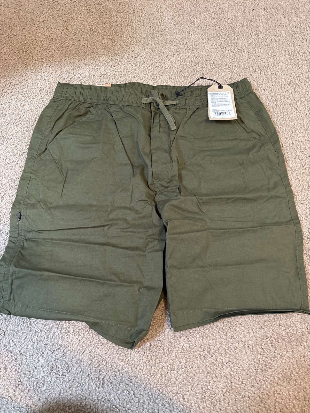 Prana Double Peak E-Waist Cargo Green Men&#39;s Short X-Large Pull On Elastic - $39.02