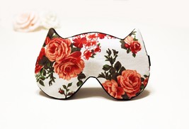 Rose cat sleep mask -  Floral PJ party eye mask - Cute kitty Travel eye ... - £12.50 GBP