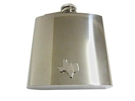 Texas State Map Shape and Flag Design 6 Oz. Stainless Steel Flask - £39.95 GBP