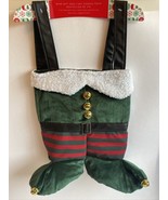 NEWMarshalls Double Wine  Bottle Bag Elf Carrier Green Velvet Pants Gift - $9.07 CAD