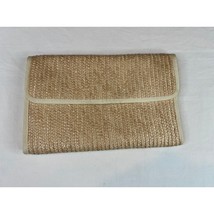 Boho Straw Clutch Bag Purse Wallet Makeup Travel Beige Y2K Vintage 12x7 ... - $9.50