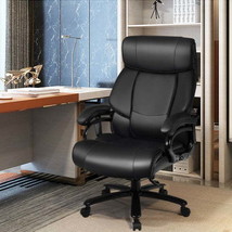 Leather Massage Office Chair Big &amp; Tall 400lb PU -Black - £247.48 GBP