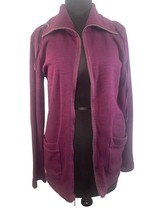 Merona Womens Size Small Full Zip Maroon Cardigan Sweater Funnel Neck - £10.84 GBP