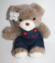 Russ Berrie Valentine Love Bear Heart Overalls Plush 9" Caress Soft Pets... - $28.45