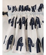 Navy Blue and White Elephant Window Valance 143&quot; x 16&quot; Curtain - Extra L... - £17.75 GBP