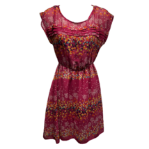 Mossimo Womens Fit &amp; Flare Dress Multicolor Floral Pleated Mini Cap Sleeve XS - £16.55 GBP