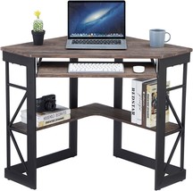 Vecelo Corner Computer Desk 41 X 30 Inches With Smooth Keyboard &amp; Storage - £104.23 GBP