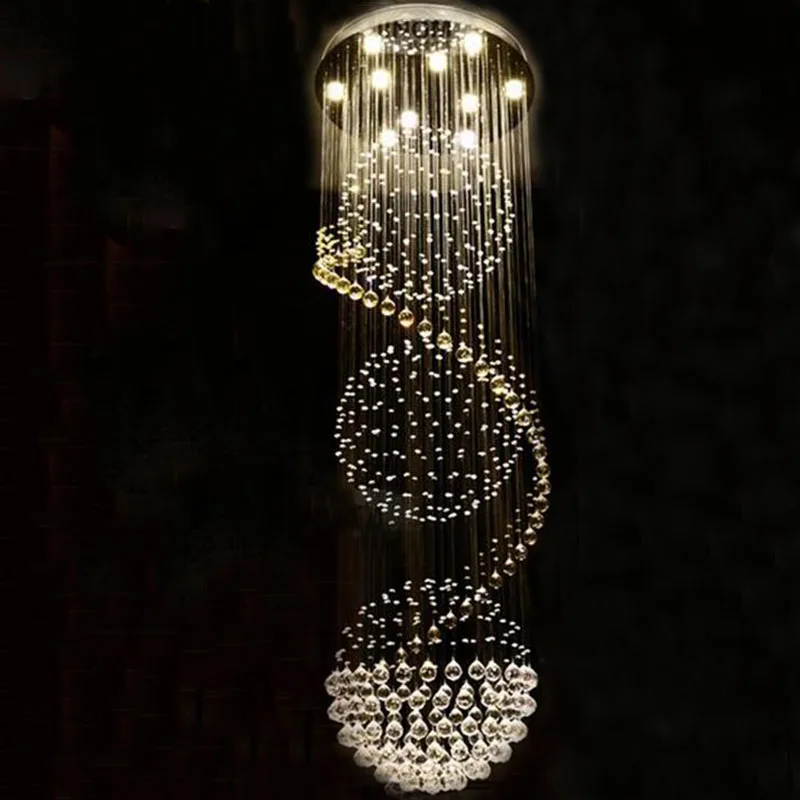 Modern Long LED Spiral Living Crystal Chandeliers Lighting Indoor Fixtur... - $451.66+