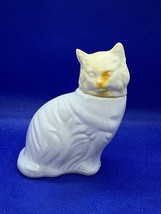 Vintage AVON Kitty Cat Shaped Perfume Milk Glass Bottle - £4.00 GBP