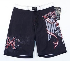 Xtreme Couture Black Tattoo Graphics Stretch Board Shorts Boardshorts Me... - £39.86 GBP