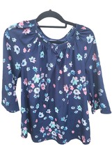 Oh Baby By Motherhood Maternity Blouse Large Womens Blue Floral Long Sleeve - £13.27 GBP