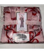 New Victoria's Secret Satin Pajama Set Chalk Rose Bows Pink Red Bows Size XL - $1,621.41 MXN