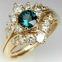 1.75Ct London Blue Topaz &amp; Diamond Engagement Ring 14K Yellow Gold Finish - £82.20 GBP