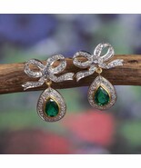 Antique/Vintage 18k Yellow Gold Over 3.50Ct Diamond Colombian Emerald Ea... - €80,54 EUR