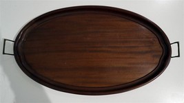 Large Honduras Mahogany Art Deco c1920 29&quot; Oval Tray Brass Handles - £131.36 GBP