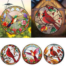 Glass Pattern Hummingbird Stained Window Hangings Decor Colorful Flower Suncatch - £6.30 GBP