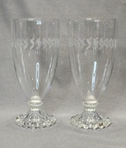 Vintage Anchor Hocking Laurel Leaf Boopie Bubble Foot Iced Tea Glass Tumblers x2 - £11.68 GBP