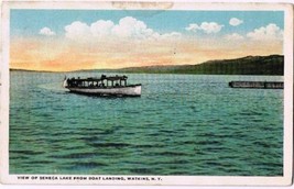 Watkins Glen New York Postcard Seneca Lake Boat Landing Curteich A-79397 1919 - £2.36 GBP