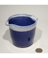 John Garrou Blue Double Pour Spout Creamer Pottery 5x4&quot; USA NC Artist Si... - £13.53 GBP