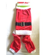 Christmas Santa Dog Suit Size Medium Red Velour w/ Attached Belt 16-20&quot; ... - £14.00 GBP