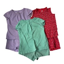 Carter&#39;s 12m 3 pair Summer Pajamas Purple, Green and Red Floral - £7.92 GBP