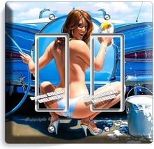 Vintage Pinup Girl Retro 50&#39;S Car Wash 2 Gfci Light Switch Wall Plate Room Decor - £12.78 GBP