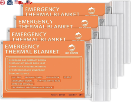 4-Pack Emergency Mylar Thermal Blankets Best for Survival Outdoors First... - £10.89 GBP