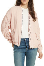 Free People Womens Bomber Ruched Cosy Fit Soft Almond Beige Size Xs OB615916 - £67.98 GBP