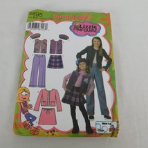 Simplicity 4895 Girls 7-14 Lizzie McGuire Pants Vest Beret Pleated Skirt Pattern - £4.75 GBP