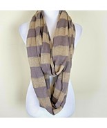 Ann Taylor LOFT Infinity Scarf Circle Brown Gold Metallic Stripes Lightw... - $13.85