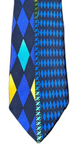 Vintage Versus Gianni Versace Mens Blue Geometric Diamond Silk Necktie - $34.99