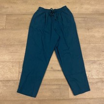 Alfred Dunner Pull On Pants ~ Sz 16 ~ Green ~ High Rise ~ 26&quot; Inseam ~Drawstring - £17.68 GBP